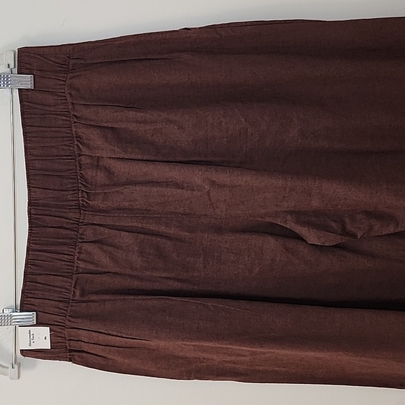 NWT Abercrombie&Fitch 53% Linen Pleated Wide Leg Pants Chocolote Brown Sz M - Picture 10 of 16